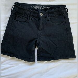 American Eagle Outfitters Black Denim High Rise Midi Shorts